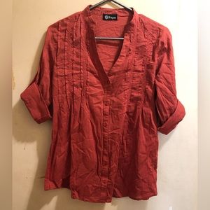 Women’s Orange Blouse 3/4 Sleeve